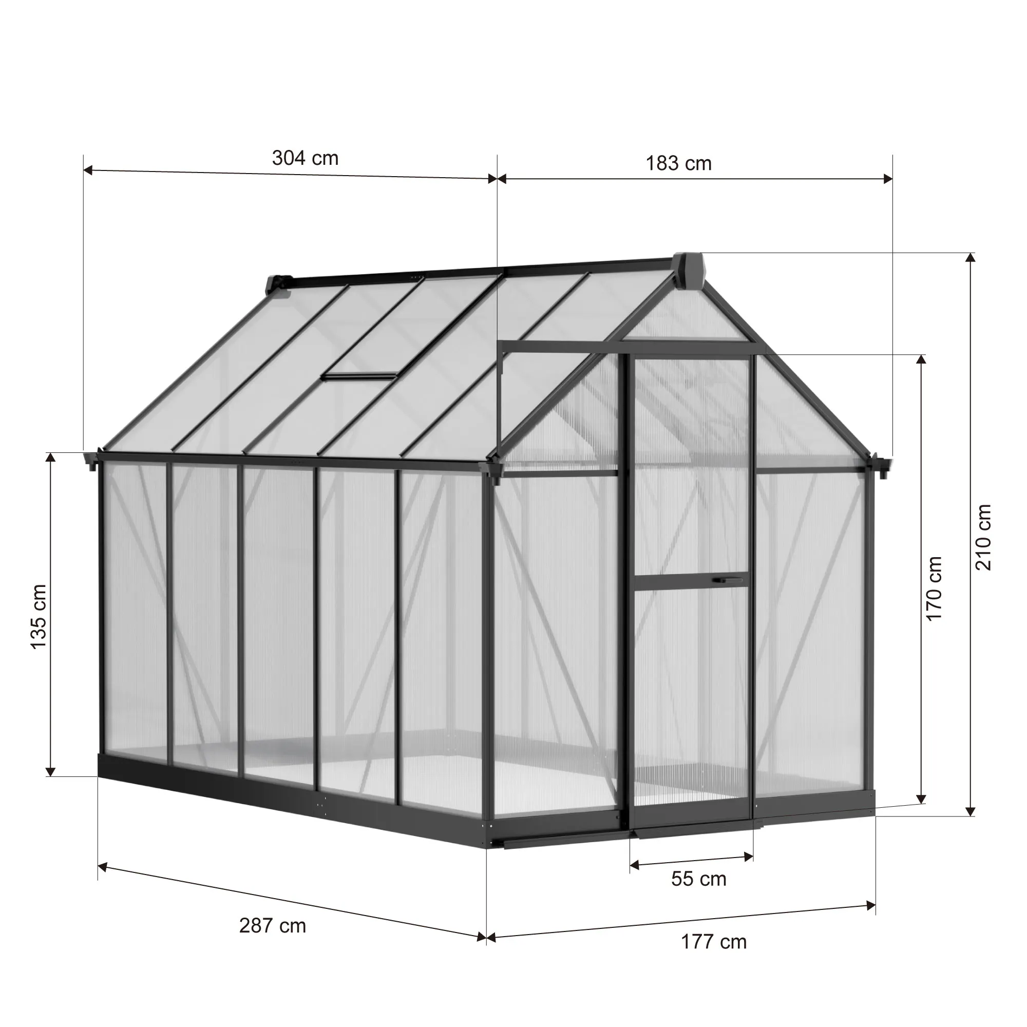 6x10-ft-aluminium-gable-roof-greenhouse-with-polycarbonate-panels-s-series-linedrawing-1