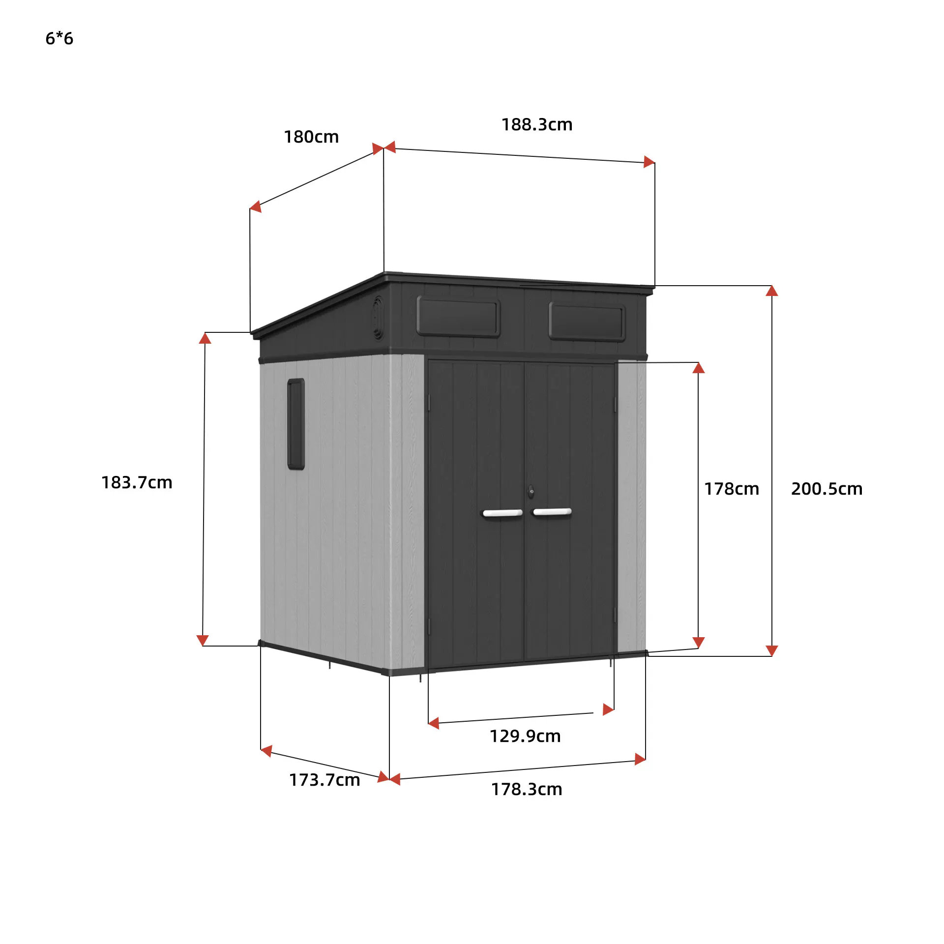 6x6-ft-pent-roof-resin-storage-shed-kc2-linedrawing-1