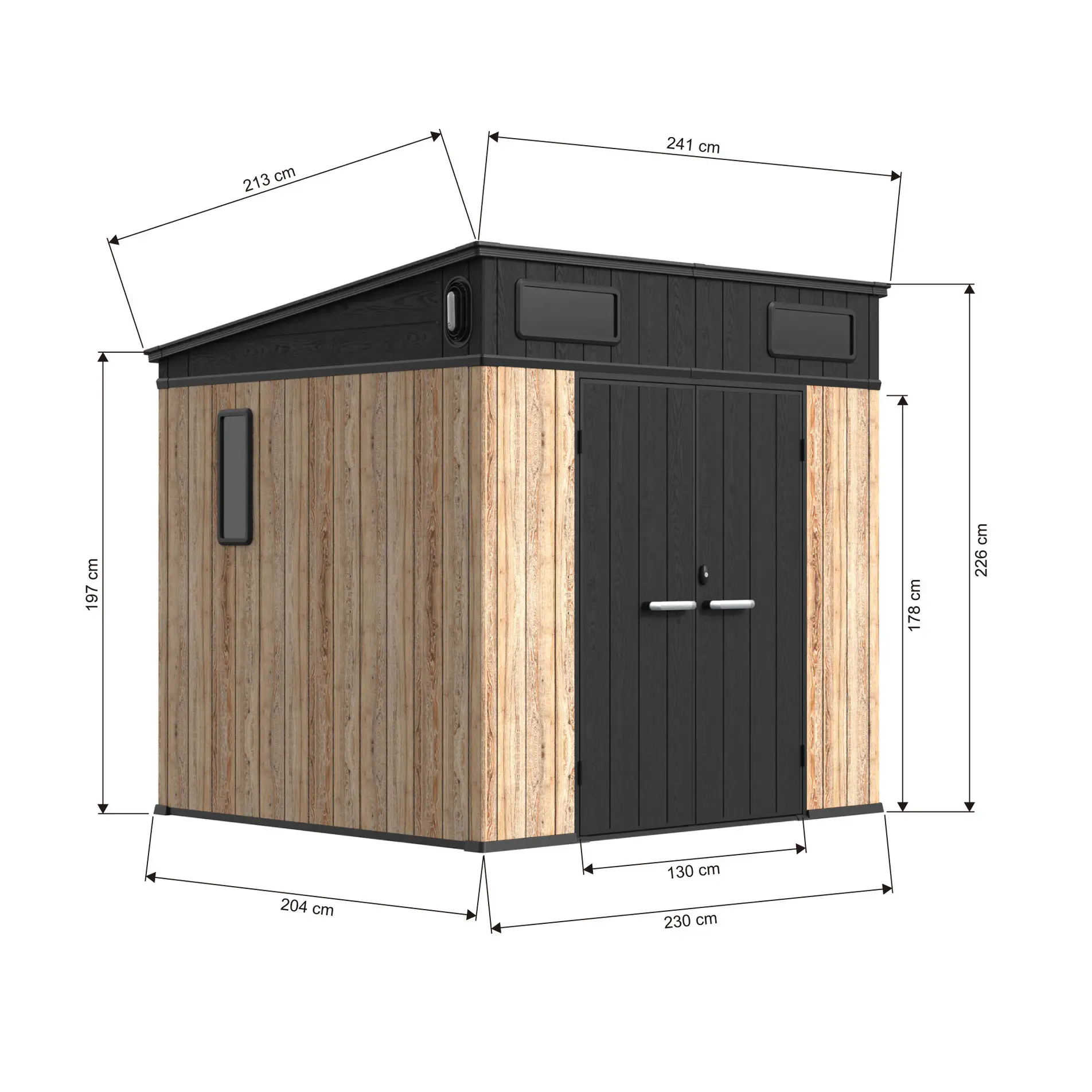 8x7-ft-pent-roof-resin-storage-shed-kc2-linedrawing-1