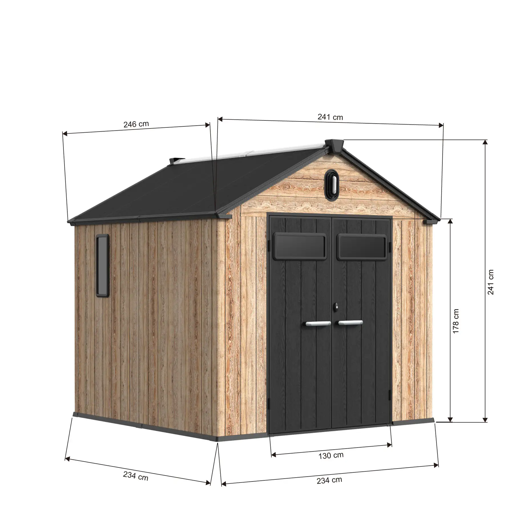 8x8-ft-gable-roof-resin-storage-shed-kc2-linedrawing-1