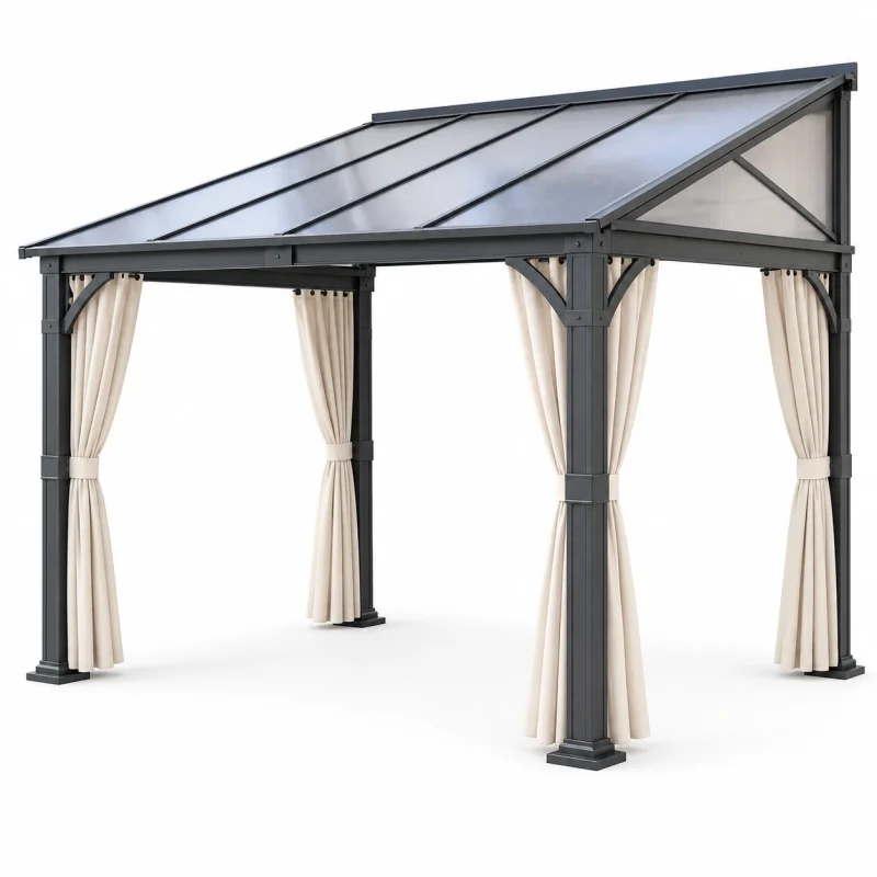 Wall-Mounted Metal Pent Roof Gazebo 18 Wall-Mounted Metal Pent Roof Gazebo