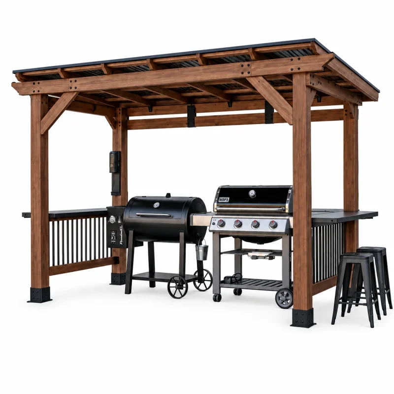 Wooden Pent Roof Grill Gazebo 21 Wooden Pent Roof Grill Gazebo